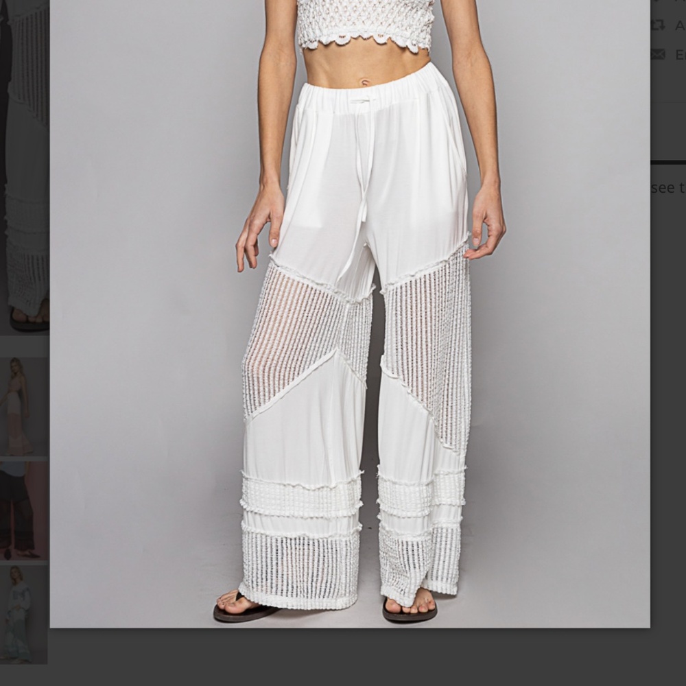 🎁 POL “ Vero Beach “POL Comfy Flowy Rayon Wide Leg Pants Travel Pants 59A - Picture 4 of 6